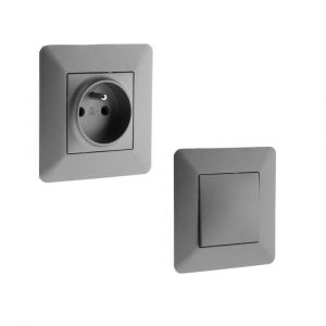 Zenitech Lot de 42 prises monopostes + 21 interrupteurs