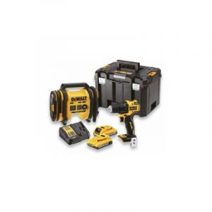 Dewalt Kit 2 outils XR 18V 2Ah Li-Ion : Perceuse visseuse Compact Brushless + Gonfleur