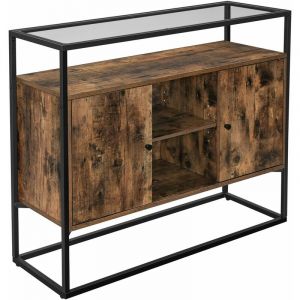 Image de Songmics VASAGLE Meuble de rangement style industriel, 100 x 35 x 80 cm (L x l x H), cadre en acier, Marron rustique et Noir LSC014B01