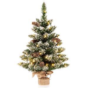 Coast Artificial Christmas Tree Table Top 64 cm Green - Mini sapin de No&euml;l avec neige - 50 LED - 8 niveaux de lumi&egrave;re