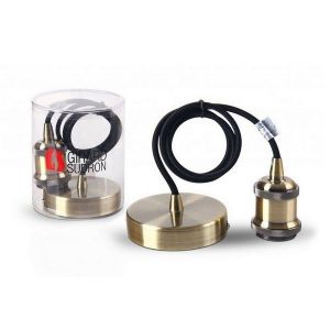 Girard sudron Suspension ampoule E27 métal bronze - câble noir