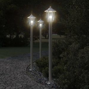 VidaXL Lampadaire d'extérieur argenté 120 cm acier inoxydable