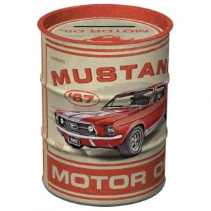 Nostalgic-Art Tirelire rétro, 600 ML, Ford Mustang – GT 1967 Motor Oil – Idée Cadeau pour Fans de Ford, Official License Product (OLP), boîte à Billets en métal, Tire-Lire en Fer-Blanc