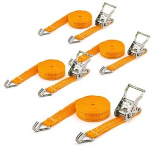 XPOtool Sangles d’arrimage avec Cliquet 3000daN 4 Sangles de 6m Épaisseur de 35mm Tendeur à cliquet