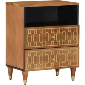 VidaXL Table de chevet 50x33x62 cm bois de manguier massif, armoire, meubles de chambre à coucher, support de téléphone, armoire d'appoint