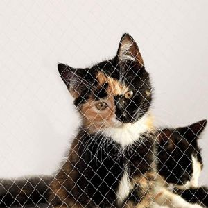 Lionto Filet de Protection pour Balcon pour sécuriser Les Chats, Nylon Transparent 3x4 m, résistant aux intempéries pour Installation sans perçage, matériel de Montage et Instructions Inclus