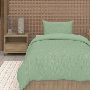 Soleil d'Ocre Parure Housse de Couette 3D Microfibre 140x200 cm Gaia Vert Eau