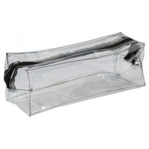 Trousse - Scolaire - Rectangulaire - Transparente - Plastique - Noir - 1 compartiment