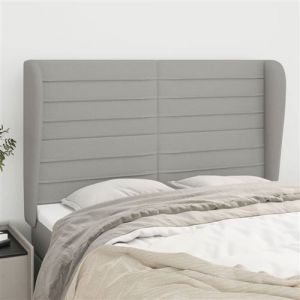 VidaXL Tête de Lit avec Oreilles Meuble de Chambre à Coucher Accessoire de Lit Double Tête de Cadre de Lit Gris Clair 147x23x118/128 cm Tissu