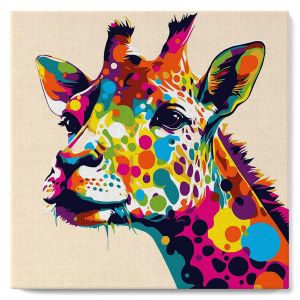 Mini peinture au numéro : Girafe Abstraite Pop Art - toile tendue sur chassis