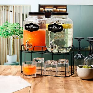 Cook Concept KA0099, Fontaine à Boisson en Verre Transparent 10 Liitres, Géante, Design en Verre, Large Ouverture au Sommet, Équipée d'un Robinet, idéale pour barbecues, Pique-niques
