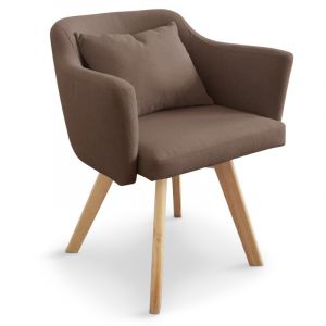 Image de Declikdeco Fauteuil Scandinave en Tissu "Delante" 67cm Taupe