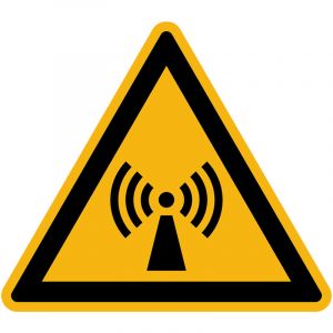 Autocollant Danger Warning Avertissement NF ISO7010 - Sticker Adh&eacute;sif Signal&eacute;tique Triangulaire Lamin&eacute; Plastifi&eacute; R&eacute;sistant &agrave; l'eau et aux UV - Radiations non Ionisantes - 30x30 cm