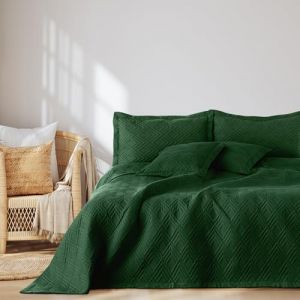 AmeliaHome Couvre-lit 170 x 210 cm - Couvre-lit ultrasonique matelassé - Polyester Ophelia - Vert foncé