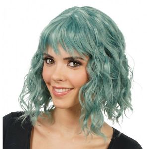 Ruedelafete Perruque cheveux courts ondulés, Vert