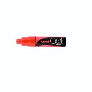 Uni Ball PWE-8K R - Marqueur craie Chalk, pointe biseautée 8 mm, rouge