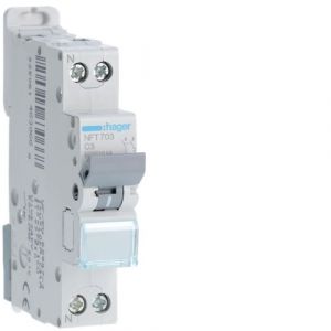 Hager Disjoncteur 1P+N 6/10kA Corube C 3A 1 module NFT703
