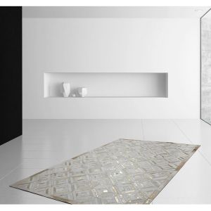 Prix Tapis En Cuir Fait Main spark Ivoire & Or 80 X 150 Cm