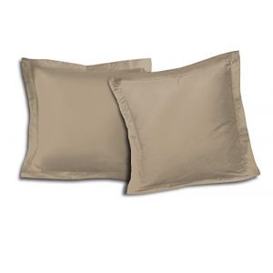 Lot de 2 taies carrées 100% coton Beige 63x63 cm