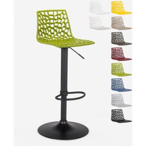 Grand Soleil Tabouret Design Cuisine Bar Base Noire Mate Réglable Spider Matt, Couleur: Anis vert