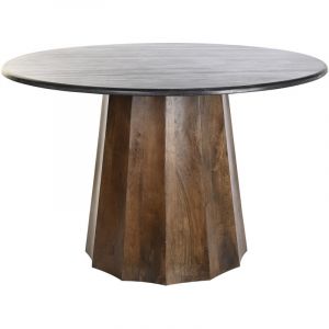Table à manger ronde en marbre noir - Diamètre 120 x Hauteur 76 cm - PEGANE -