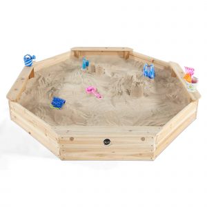 Plum Play Bac à sable géant en bois avec couvercle 1,5 x 1,5 m - Bois naturel