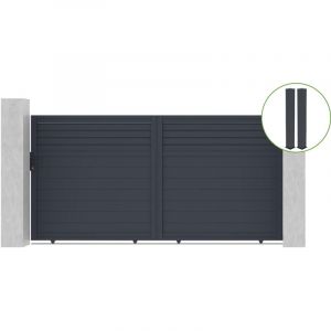 Image de Portail coulissant 3,5m CARPATIA H.180cm alu gris + 2 poteaux 20x20cm H.190cm