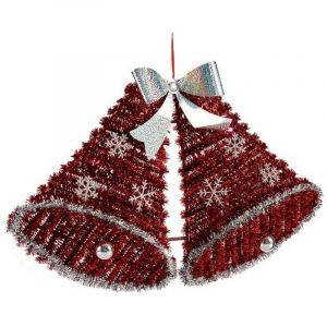 Décorations de noël lumière led cloches 30,8 x 5,4 x 50,5 cm rouge blanc