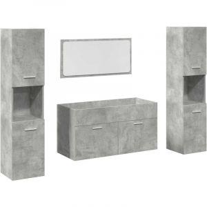 VidaXL Ensemble de meubles de salle de bain 4 pcs gris b&eacute;ton