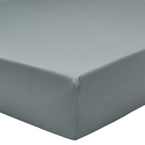 Drap housse uni en coton vert d'eau 160x200