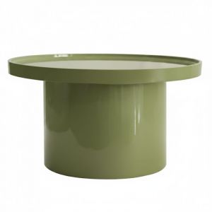 Oviala Table basse ronde 70 cm en MDF effet laqu&eacute; vert olive