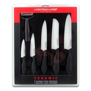 Le couteau du chef 447980 Coffret de 6 Couteaux Lame C&eacute;ramique 30 x 37 x 3,4 cm