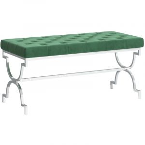 Image de VidaXL Banc 99 cm Vert foncé Velours et acier inoxydable