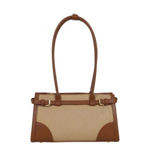 Sac &agrave; Main &Eacute;paule pour Femme Amarante avec Surpiq&ucirc;res et Ceinture D&eacute;corative Gallantry Taupe / Marron