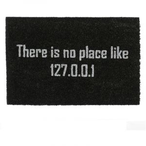 Image de Relaxdays Paillasson en coco 'There is no place like 127.0.0.1', Tapis nerd, intérieur & extérieur, 60x40 cm, noir