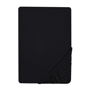 Biberna 77155/080/087 Drap-housse en jersey stretch 180 x 200 cm / 200 x 200 cm (Noir) - Type : Cuisine