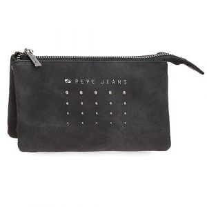 Pepe Jeans Holly Porte-Monnaie Trois Compartiments Noir 17,5x9,5x2 cm Cuir synthétique, Noir, Talla única, Porte-Monnaie à Trois Compartiments