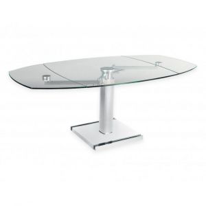 Inside75 Table de repas extensible STATE WHITE plateau en verre trempée Piétement BLANC BRILLANT - blanc