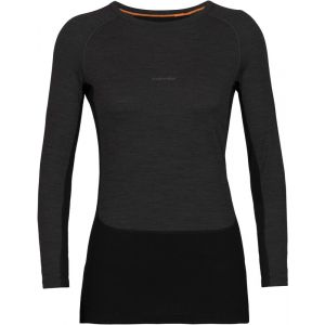 Icebreaker ZoneKnit 200 Haut manches longues à col rond Femme, gris/noir XL Hauts thermiques ski