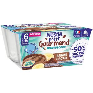 Nestlé P'tit Gourmand Végétal Ba e Cacao - dès 6 mois - 4x90g
