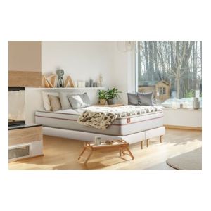 Ensemble sommier matelas LE PAISIBLE 160x200cm M&eacute;moire de forme BioVisco Ep 24cm + double sommiers Blanc