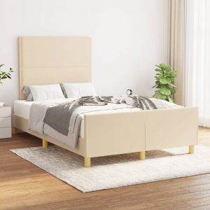 VidaXL Cadre de lit avec tête de lit Crème 120x200 cm Tissu - Cream