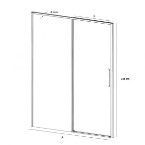 Paroi de douche fixe + porte coulissante DELTA or brossé 150-152.6 cm