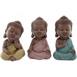 Image de Sil - Bouddha enfant assis en r&eacute;sine (Lot de 3)