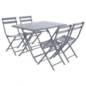 Hesperide Table avec chaises pliables Greensboro - 4 Personnes - Gris quartz