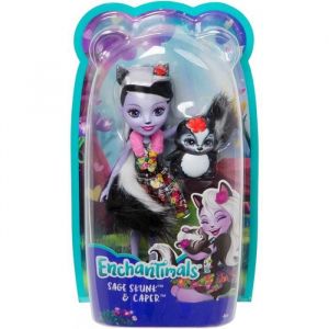 Coffret Enchantimals Poupee Caper + Sage Skunk La Moufette Figurine 15cm Avec Animal Mini poupee