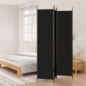 VidaXL Cloison de séparation 3 panneaux Noir 150x220 cm Tissu