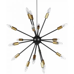 Beliani Lampe suspension noire et dorée 18 ampoules MAGUSE