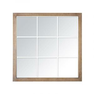 Emde Miroir industriel carr&eacute; effet fen&ecirc;tre 9 vues 100x100cm
