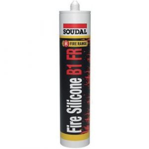 Soudal Fire Silicone B1 FR - Mastic silicone coupe-feu - Cartouche de 300 ml Noir